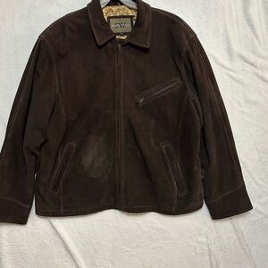 Dark Brown Suede Zip-Front Jacket